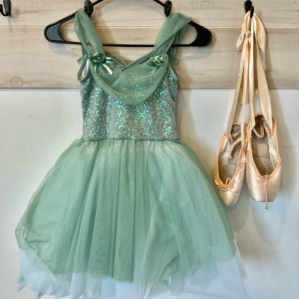 Weissman Ballerina Princess ballet tutu costume, green white recital, IC - Picture 5 of 7